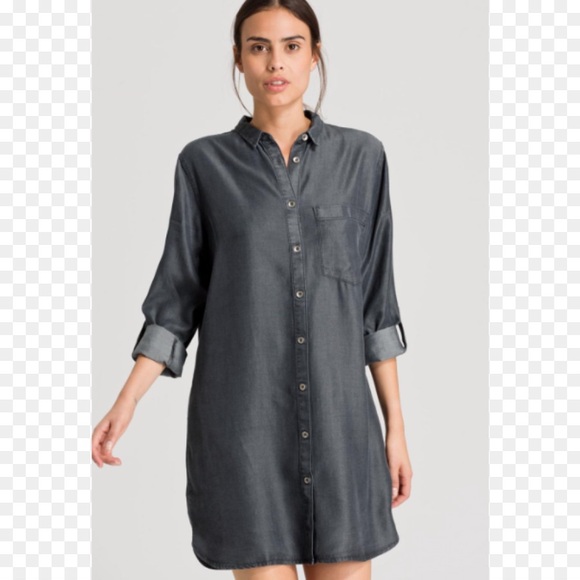 Passport Button-Up Denim Dress Top - Picture 1 of 8